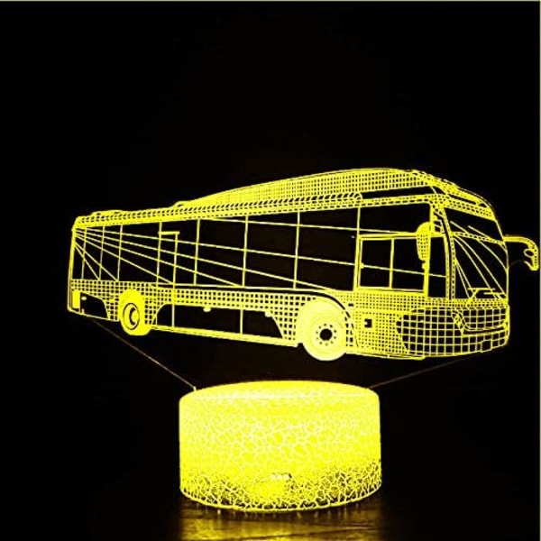 WJ 3D buss nattlys bord skrivebord optisk illusjon lamper 7 farger skiftende lys LED bordlampe jul hjem kjærlighet bursdag barn barn dekor leketøy gave