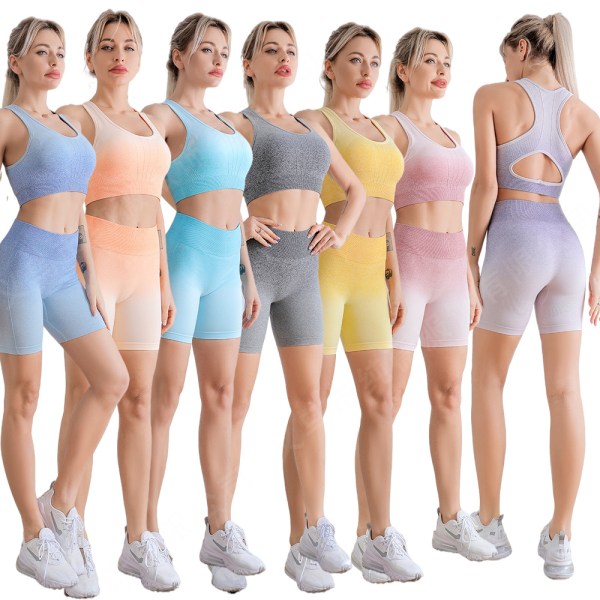 Familjesexig träningsoutfit för kvinnor ,Sommar Casual Gym Workout Löpning träningsoverall Outfits Sportkläder Yogakläder-Gul(L)