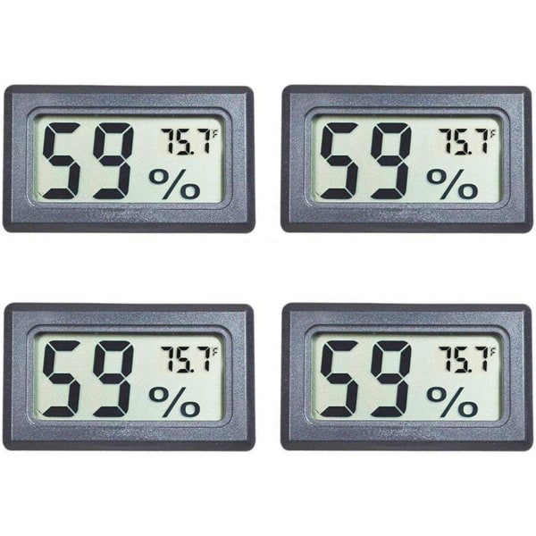 4-Pack Mini Digital Electronic Temperature Humidity Meters Gauge Indoor Thermometer Hygrometer LCD Display Fahrenheit (℉) for Humidors, Greenhouse, G