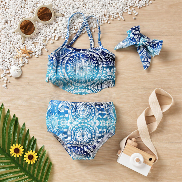 AVEKI Tyttöjen Tassel Beach Sport 3-osainen UPF 50+ Tankini Uimapuku, 3-6 Kuukautta, Sininen