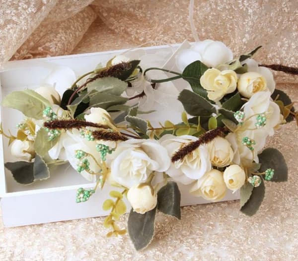 Brudepikekrans Hodebånd Hodebånd Blomsterkrans Klassiske Hårtilbehør---Beige
