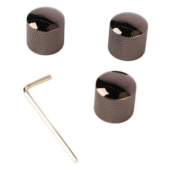 3 st gitarr dubbla staplade knappar tonkontroll metallknopp ersättning för elgitarr bas GD107 svart