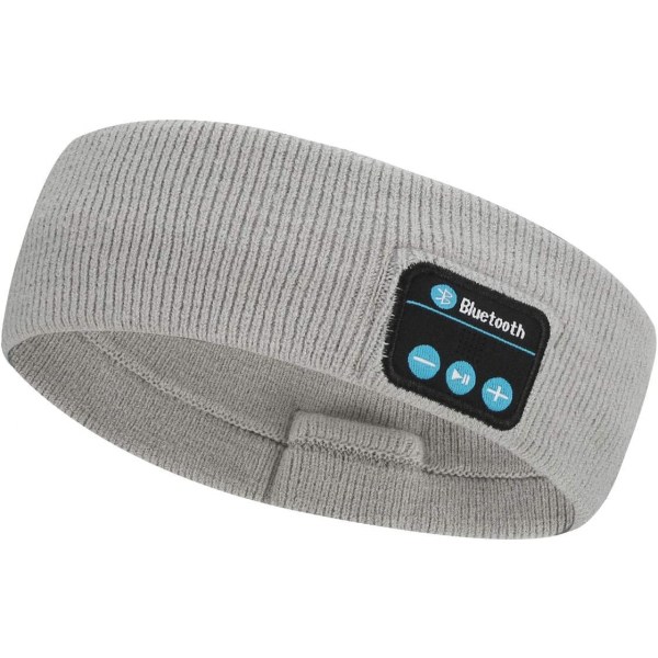 Sovande huvudband Trådlösa Bluetooth hörlurar med mikrofon, ultramjukt pannband för sidosovande Träning Löpning Jogging (grå)