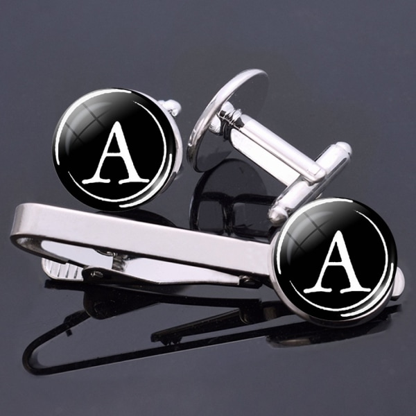 Men Metal Tone Simple Necktie Tie Bar Clasp Clip Best Xmas Gift with Cufflinks (X)