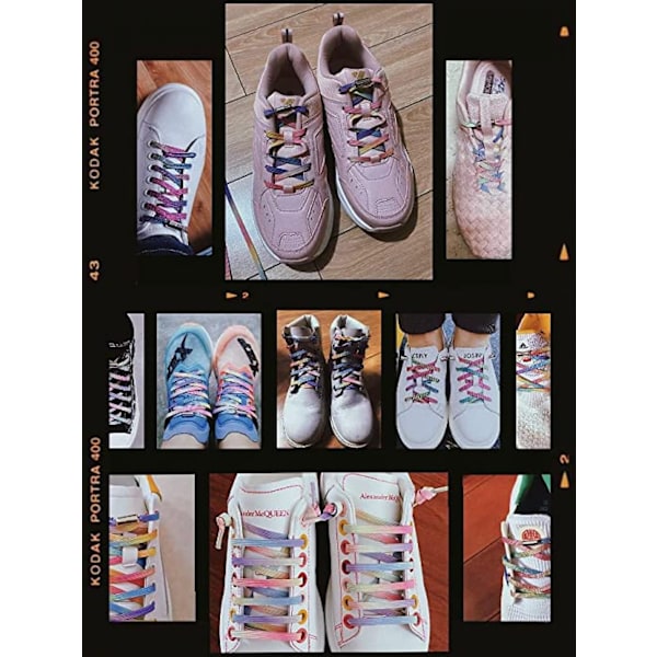 Elastiske flade snørebånd uden snøring til voksne og børns sneakers og støvler, one size fits all (2 par)