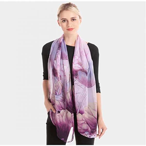 Lätta modehalsdukar för kvinnor, tryckta blommönster, sjal, wraps, W02