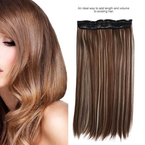 5 Clips En-delad Lång Rak Hårförlängning Perukbit Clip In Falskt Hårbit Styling 03#