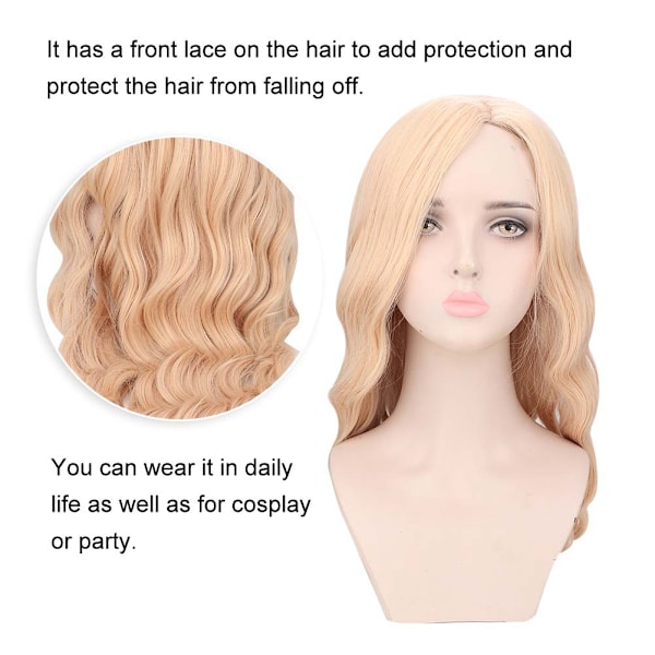 Gradient Färg Lång Lockig Peruk Syntetiskt Hår Spets Peruker Cosplay för Kvinnor Dam