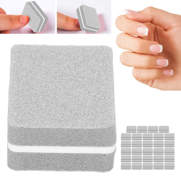 30 st Nail Buffer Block Professionell Salong Mini Bärbar Nagelbuffer Slipblock Manikyrverktyg Grå