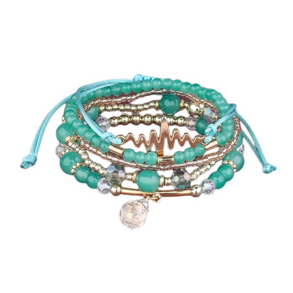 1 ST Bohemian Beads Armband Set för kvinnor Flerskiktsstapelbar pärlstav Charm Stretch Statement Armband, Damsmycken