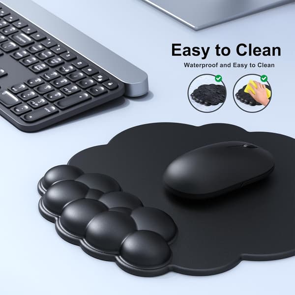 Ergonomisk sort håndledsstøttesæt - Sky-musemåtte med håndledsstøtte og tastaturhåndledsstøtte til computer/bærbar computer - Komfortabel gaming & black
