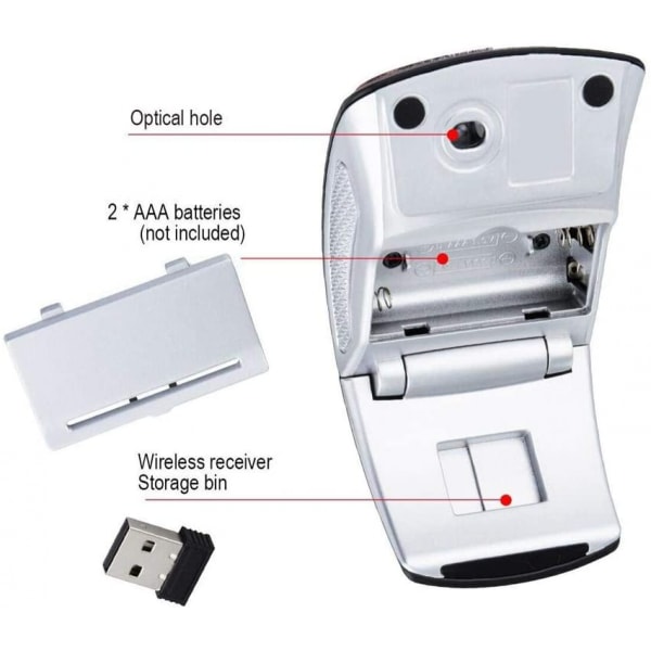 SHUJIK Kablosuz PC-pris, 1600 dpi Katlanabilir-pris, 1600 DPI USB Alıcılı Arc Mouse için USB Alıcılı Mor