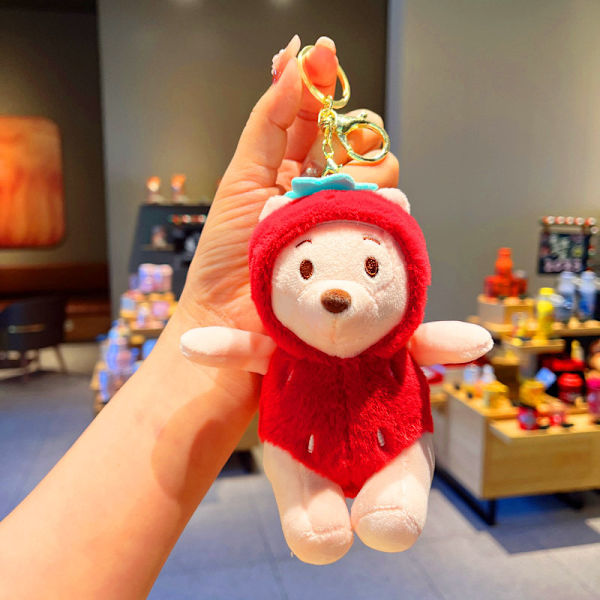 Söt liten docka, parväska hänge, plyschleksak docka nyckelring, docka hänge Plush Fruit Bear - Red