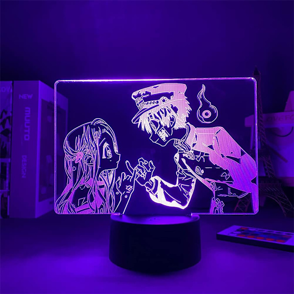 Anime Lampe Toilet-Bound Hanako Kun og Yahiro Nene 3D Illusion Natlys til Børn USB/Batteridrevet Touch/Fjernbetjening RGB 16 Farveændringer