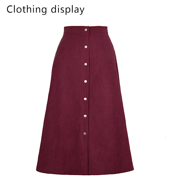 Kvinnors hög midja gunga utsvängd casual skater kjol Burgundy,L