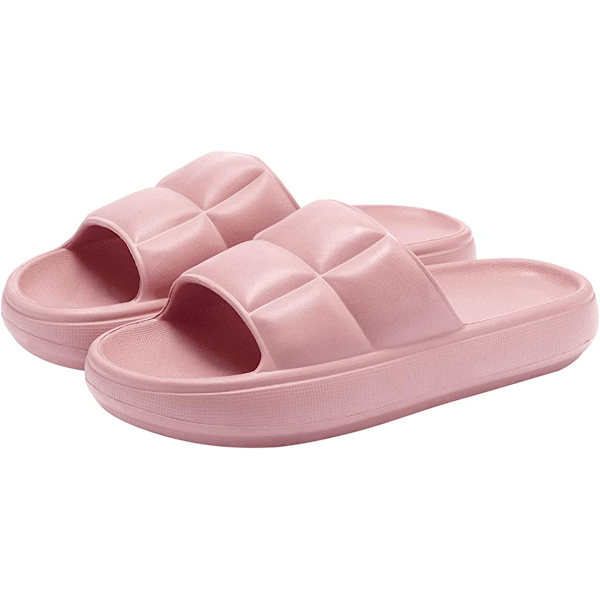 EVA åpne tå myke tøfler, sklisikre myke dusj spa bad svømmebasseng treningsstudio innendørs og utendørs sandaler for menn og kvinner（Rosa）