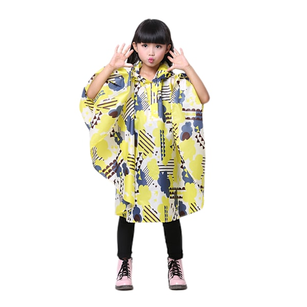 Barn Regn Poncho Huvjacka Regnrock, Gula Moln, XL