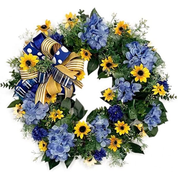 SAYTAY Ukrainian Wreath 18inch Ukrainian Flag Garland Door Decoration Wall Hanging