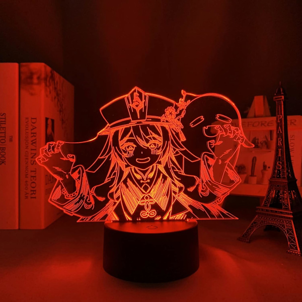 3D LED nattlyslampe Genshin Impact akryl LED-lampe spill