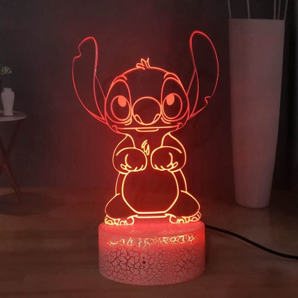 Smuk Stitch 3D LED-nattelys, tegneserie Lilo & Stitch bordlampe, pigers skrivebordslampe, baby soveværelse sovende nattelampe, sengebordslampe, fødselsdagslys