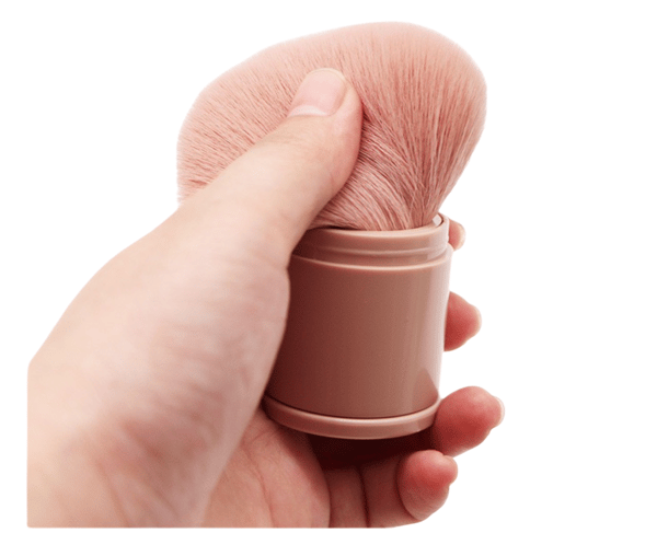 Reseborste för foundation, rouge, bronzer och puder, Retractable, Grön, Aluminium, Resevänlig och perfekt för på språng