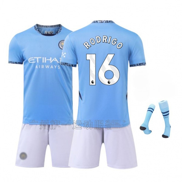 Manchester City F.C Rodri #16 Hjemmetrøje, Børne- og Voksen Fodbold Træningstrøje, Julegave, Fødselsdagsgave Rodri XXXL