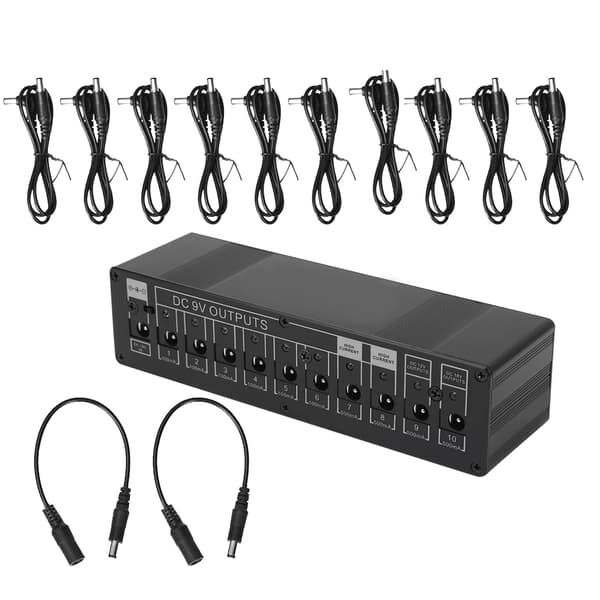 Gitarr Effekt Pedal Strömförsörjning Bärbar 10 Utmatningskanaler DC 9V/12V/18V