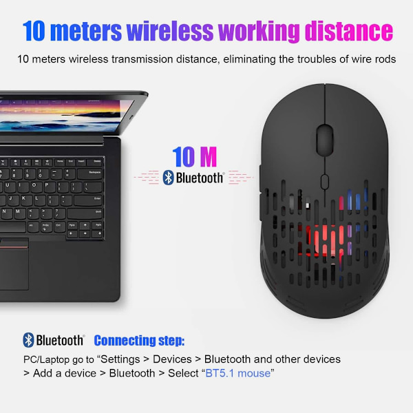 2.4GHz 1600DPI 3-positions justerbar 6-knappars Bluetooth trådlös mus för Mac MacBook Pro iPad MacBook Air Laptop Chromebook Windows HP DELL