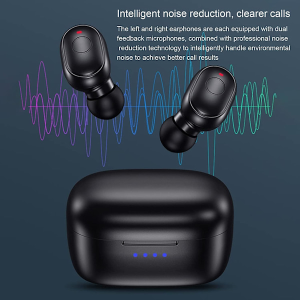 Trådlösa öronsnäckor, Bluetooth-hörlurar med mikrofon, 8 mm drivrutiner med stor stereobas, IPX5 vattentät, 35 timmars speltid, Bluetooth-öronsnäcka