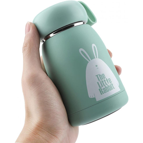Vakuumkopp Isolerad Kaffeeflaska, 320ml Mini Vakuummugg Söt Termos, Rostfritt Stål Mini Termos Resmugg, grön