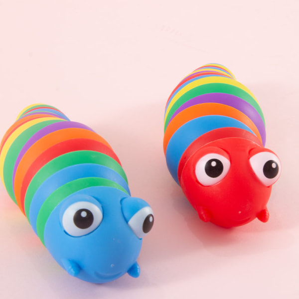 2st Fidget Slug, 3D artikulerad snigel Fidget Toy, Sensory Slug Fidget Toy, Relief Slug Leksaker för toddler, baby, barn, pojkar och flickor