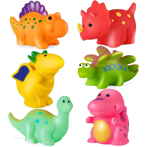 Svampefri Badelegetøj til Børn 1-3 år, 6 stk. Dinosaur Badelegetøj uden Huller til Spædbørn 6-12-18 Måneder, Svampefrit Badelegetøj til Brusebad
