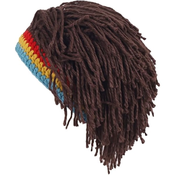 Stickad Mössa för Män med Håriga Pojkar Rolig Handgjord Stickad Vintermössa Beanie Rasta Mössa med Dreadlocks
