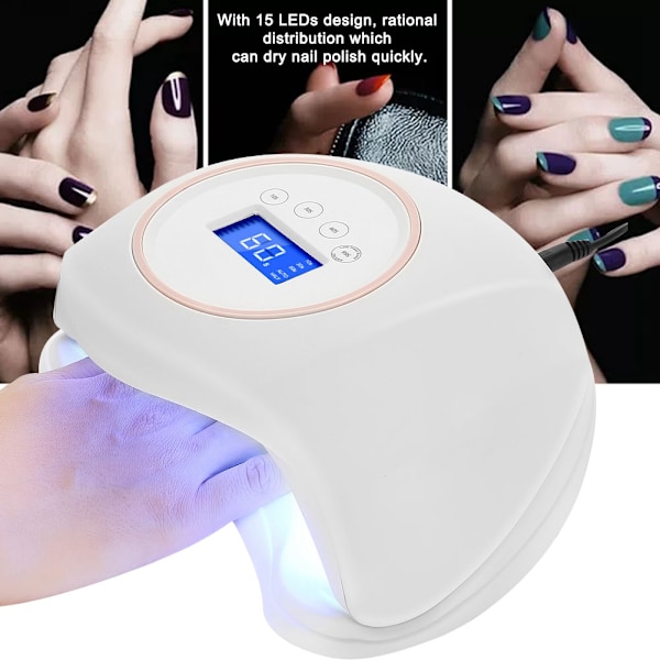48W LED Manicure Lampe Led Neglelampe Negle Tørrer Auto Timer Negle Tørrer Manicure Værktøj (Hvid)