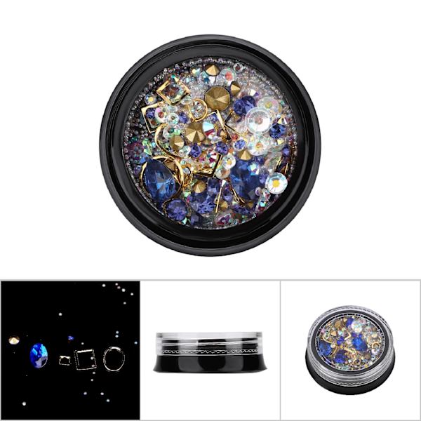 Färgglada spetsiga nagelkonst strass glitter manikyr DIY dekoration tillbehör blå