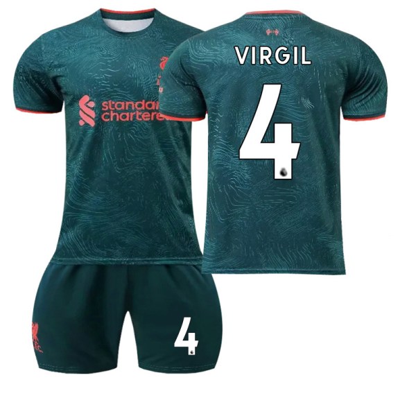 2023 Liverpool udebane grøn fodboldtrøje sæt-Nr.4 VIRGIL#18 No.4 VIRGIL #18