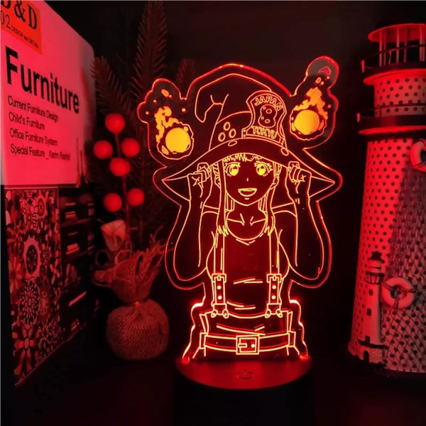 WJ Force Maki Oze Anime Figur 3D Illusion Lampe Børns Soveværelse Bord Dekoration Belysning Manga Fødselsdagsgave Anime Illusion Lampe PXJD Tjuvarnas kung