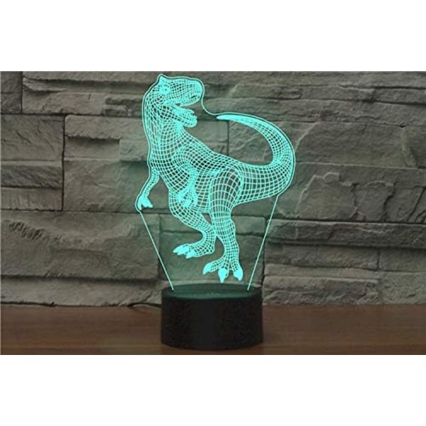 WJ 3D Dinosaur Fjernkontroll 16 Farger Nattlys Illusjon Akryl LED Bordlampe Sengelampe Barn Soverom Skrivebord Dekor Bursdagsgaver Leker for Barn