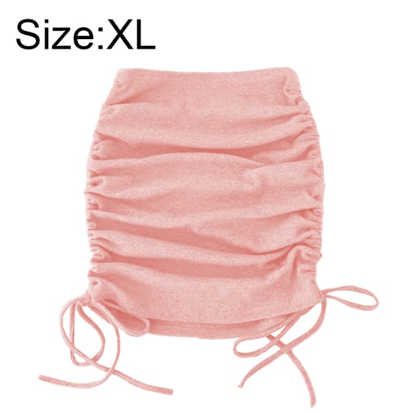 Mini blyantskørt med snøre og plisseret elastik Pink,XL