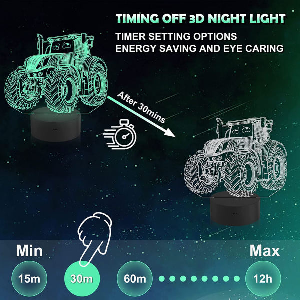 Monster Trucks Natlampe Bangbang 3D Illusion Lampe  16 Farver Skifter med Fjernbetjening Fødselsdagsgaver til Børn Drenge Soveværelse Dekoration