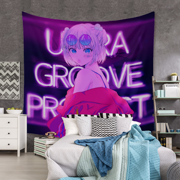 Wekity Anime Gobelin Æstetisk Kunst Hjem Baggrund Stof Dekoration Gave Boho Gobelin til Stue Soveværelse Dekoration (614-4, 59 X 79 tommer )