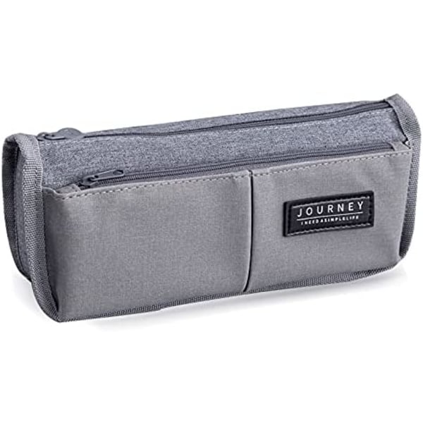 Black Storage Pouch Marker Pen Pencil Case Simple Stationery Bag Holder for School and Office (gray)