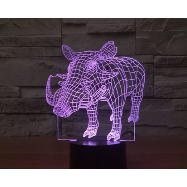 WJ 3D Vildsvin Fjärrkontroll 16 Färg Nattljus Illusion Akryl LED Bordslampa Sänglampa Barn Sovrum Skrivbord Inredning Födelsedagspresenter Leksak för barn