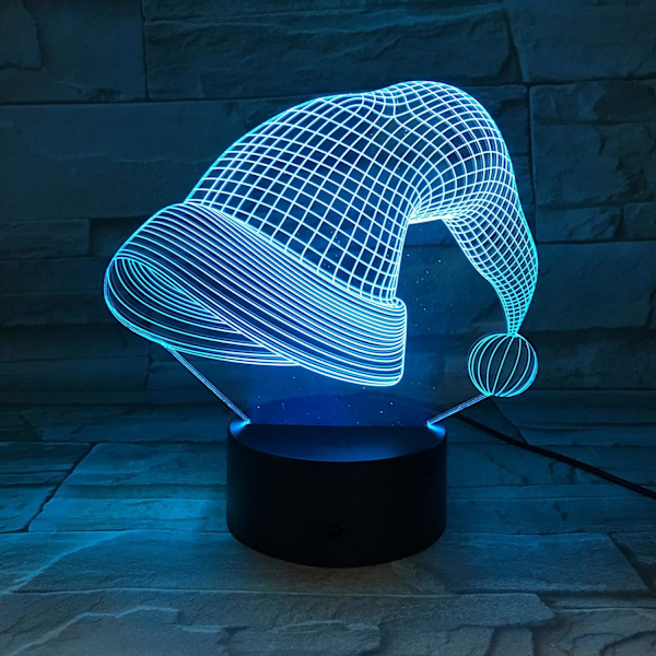Uruzuo God Jul Gran Jultomte 3D Illusion Nattljus Leksaker Snögubbe Lampa, Skrivbord Julbelysning Födelsedagspresenter Dekorationer Fest Rum Dekor