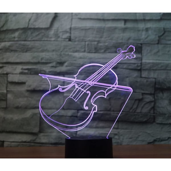 WJ 3D fiolspel instrument fjärrkontroll 16 färger nattljus illusion akryl LED bordslampa sänglampa barn sovrum skrivbord dekor födelsedagspresenter leksak