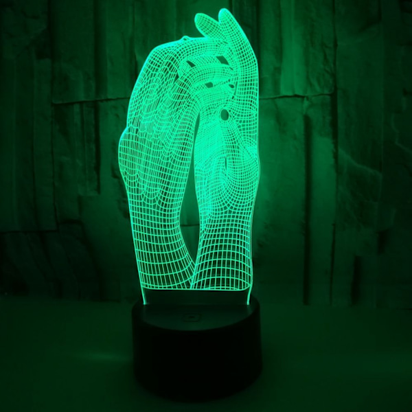 JUSTUP Hands 3D Illusion Nattljus 16 Färger Ändra Touch Fjärrkontroll Heminredning LED Jul Födelsedagspresent (Stil W)