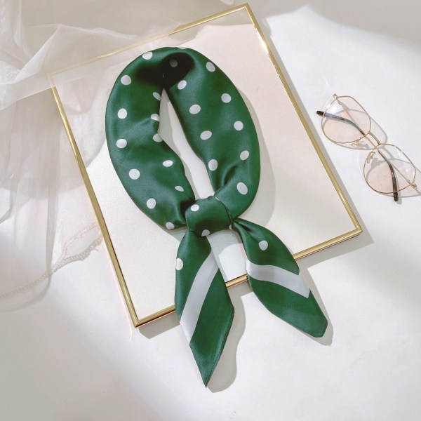 27.5 x 27.5 Women Square Silk Like Hair Scarf Head Sleeping Wrap Satin Headscarf, YD02 Green-17