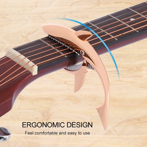 Zink-legering hajdesign gitarr capo snabbväxlingsklämma nyckelutlösning (roséguld)
