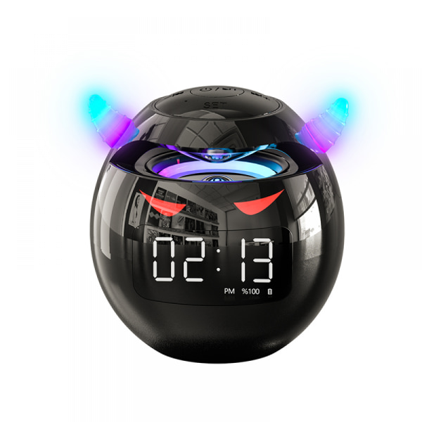 Bluetooth högtalarljud med LED digital väckarklocka Musikspelare Trådlös bollform klocka Högtalare Minihögtalare Väckarklocka