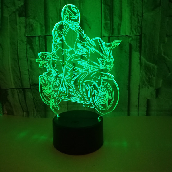Qinwei Motorsykkel 3D Illusjon Nattlys 16 Farger Endring Berøring   Fjernkontroll Hjemmedekor LED  Julebursdagsgave for  Motorsykkelentusiaster（Styl
